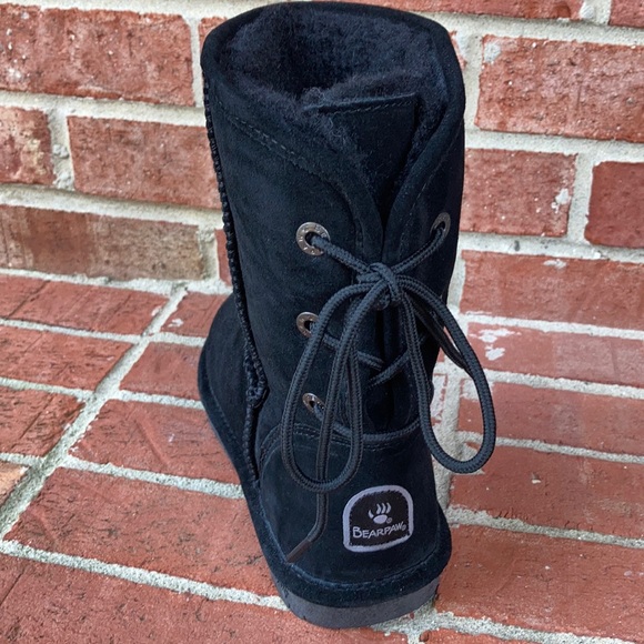 BearPaw Suede Leather Lacing Back Bootie Boots - Picture 5 of 11